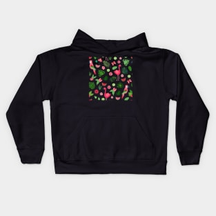 Pink Flamingo Pattern Kids Hoodie